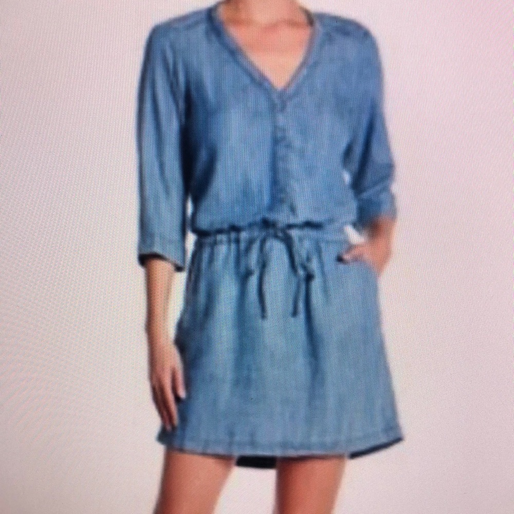Michael Stars Chambray Denim Shirt Dress Tencel Linen Lightweight